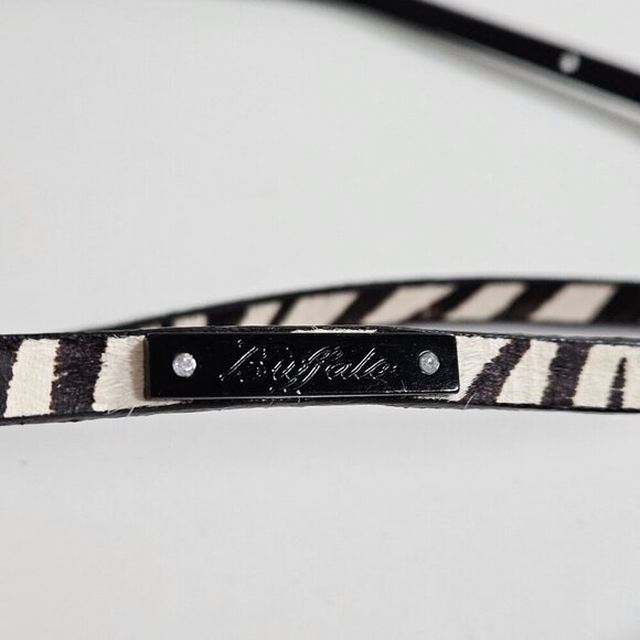 Buffalo David Bitton Belt Womens S Zebra Print Metal Buckle Real Leather Narrow - Picture 10 of 16